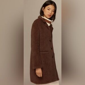 NWOT Sanctuary X Anthropologie Hometown Fuzzy Knit Coat Faux Fur size Large